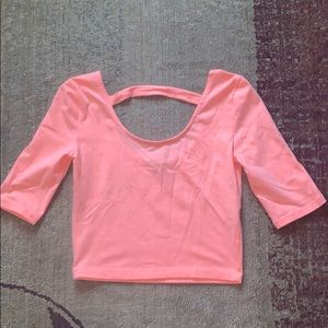 Three quarter sleeve fluorescent crop top